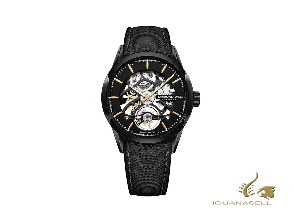 Raymond Weil Freelancer Automatic Skeleton Watch, PVD, 42 mm, Black, 10 atm