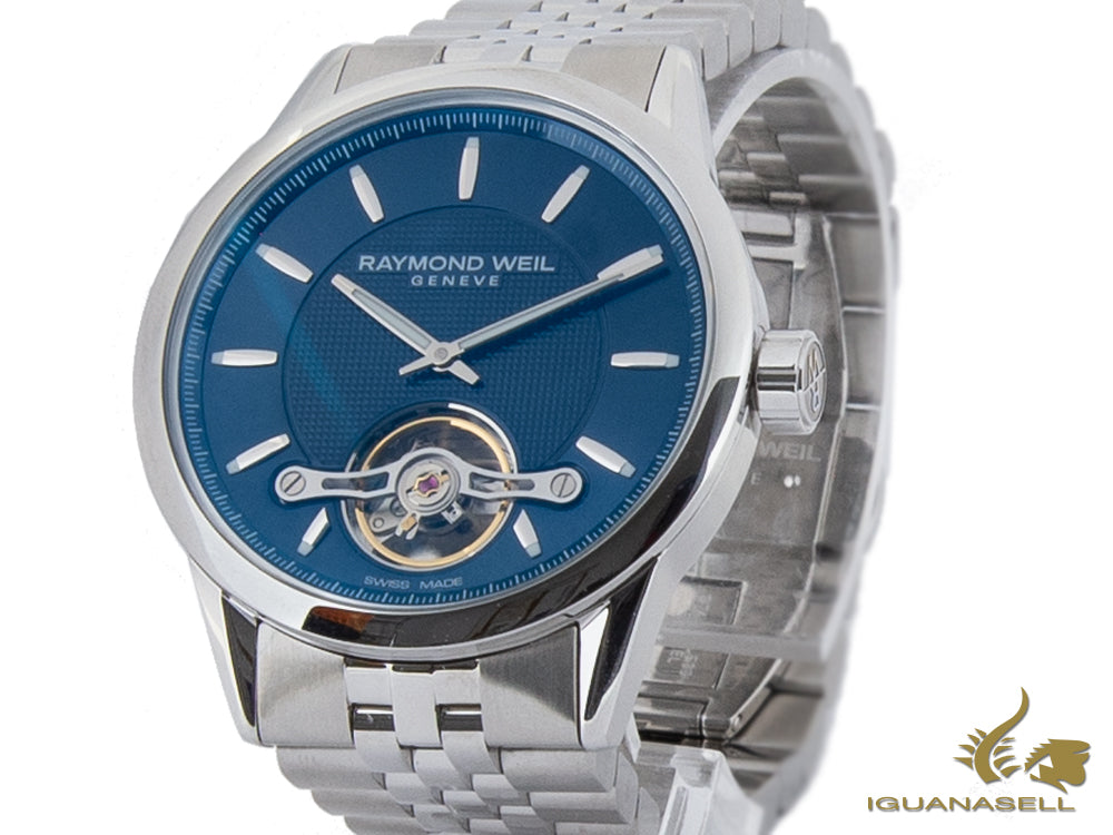 Montre automatique Raymond Weil Freelancer, 42 mm, bleu, 10 atm, 2780-ST-50001