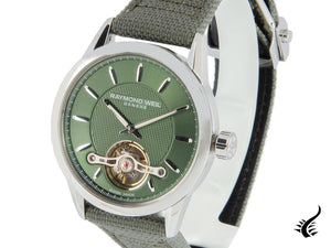 Montre automatique Raymond Weil Freelancer, 42 mm, verte, 10 atm, 2780-STC-52001