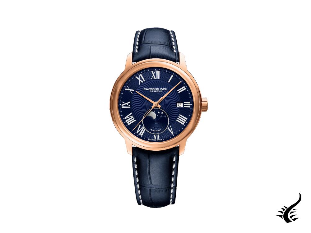 Montre automatique Raymond Weil Maestro, or rose, 40 mm, saphir, 2239-PC5-00509