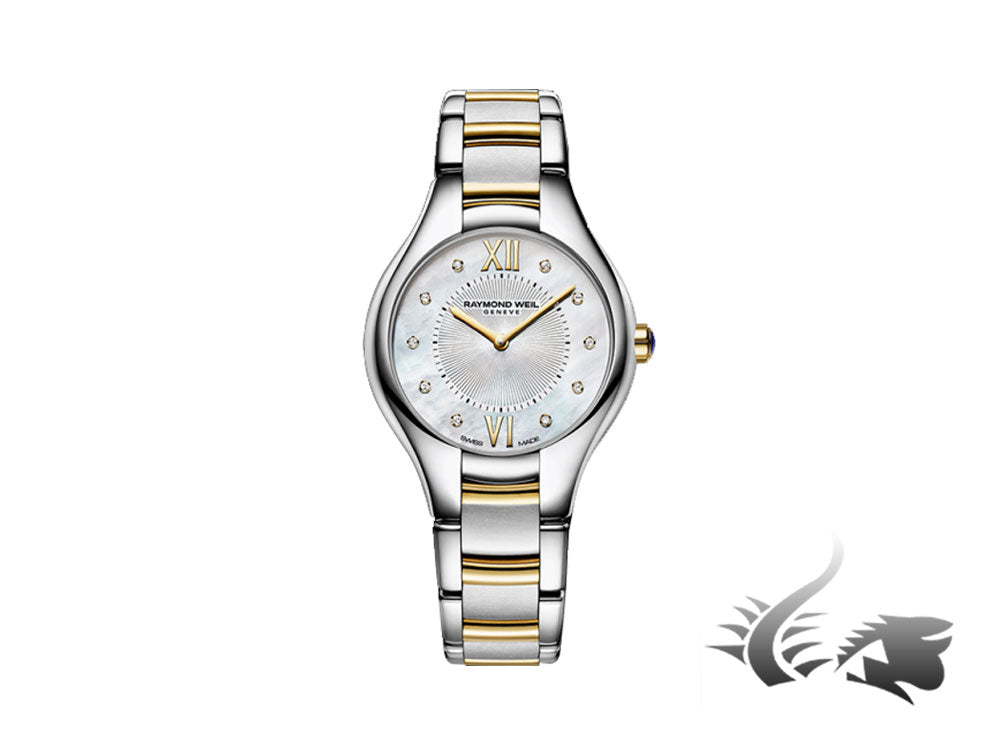 Montre à quartz pour femme Raymond Weil Noemia, 10 diamants, or PVD, nacre