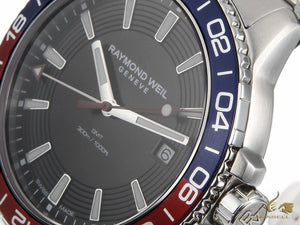 Montre à quartz Raymond Weil Tango 300, GMT, noire, 42 mm, jour, 8280-ST3-20001