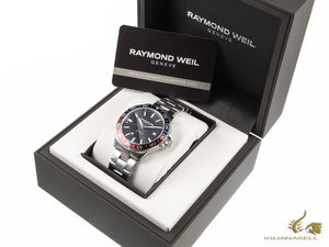 Montre à quartz Raymond Weil Tango 300, GMT, noire, 42 mm, jour, 8280-ST3-20001