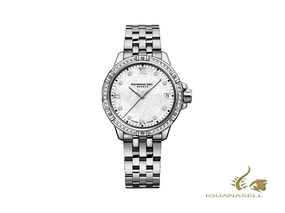 Montre à quartz pour femme Raymond Weil Tango, 44 ​​diamants, nacre, 30 mm, jour