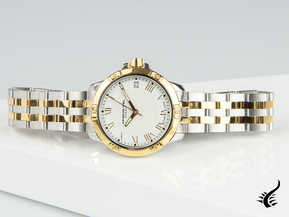 Raymond Weil Tango Ladies Quartz Watch, PVD Gold, White, 30mm, Day