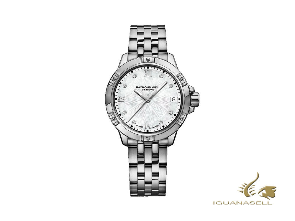 Montre à quartz pour femme Raymond Weil Tango, 8 diamants, nacre, 30 mm, jour