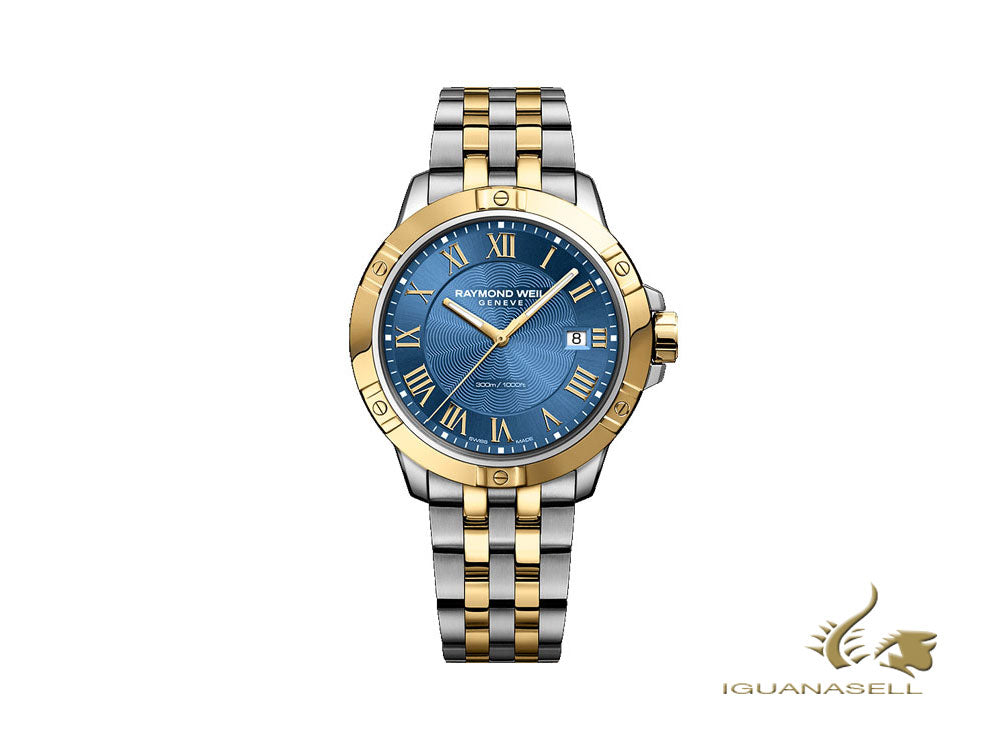 Montre à quartz Raymond Weil Tango, PVD or, bleu, 41 mm, 8160-STP-00508