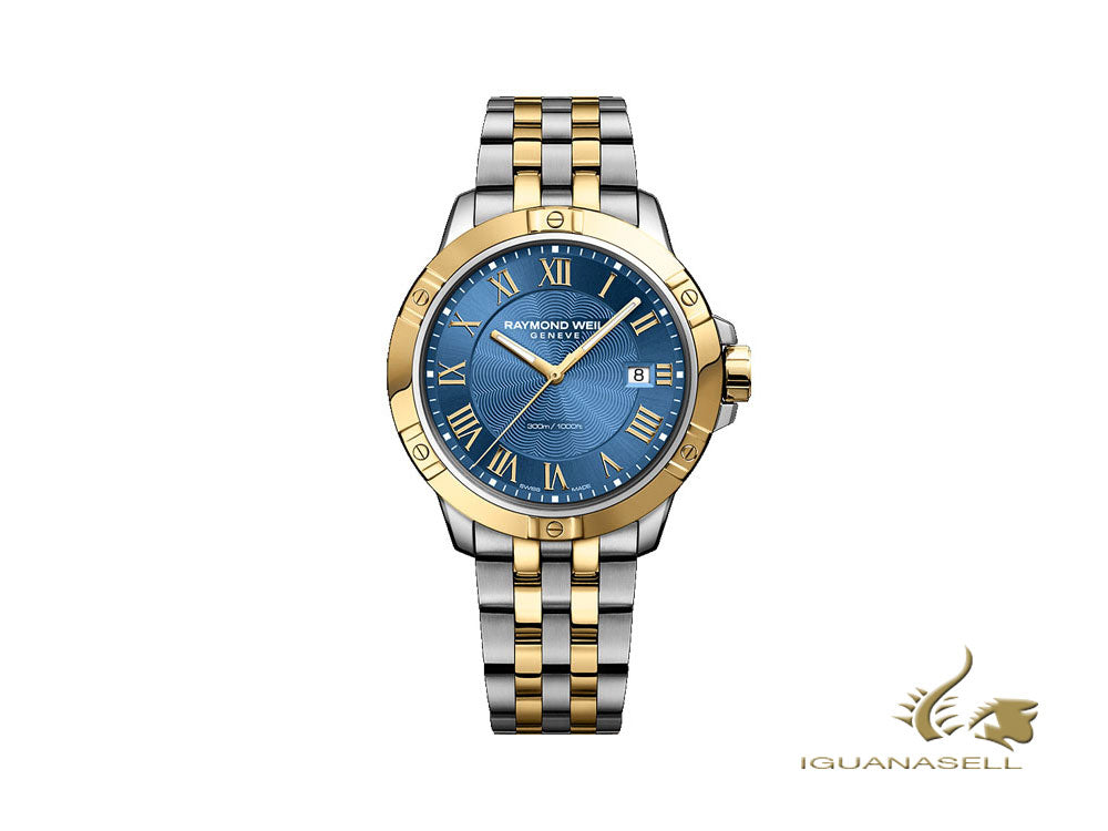Montre à quartz Raymond Weil Tango, PVD or, bleu, 41 mm, 8160-STP-00508