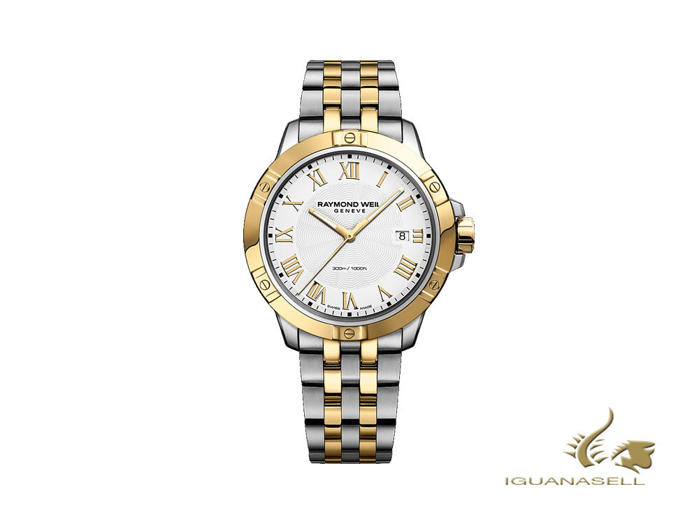 Montre à quartz Raymond Weil Tango, PVD or, blanc, 41 mm, 8160-STP-00308