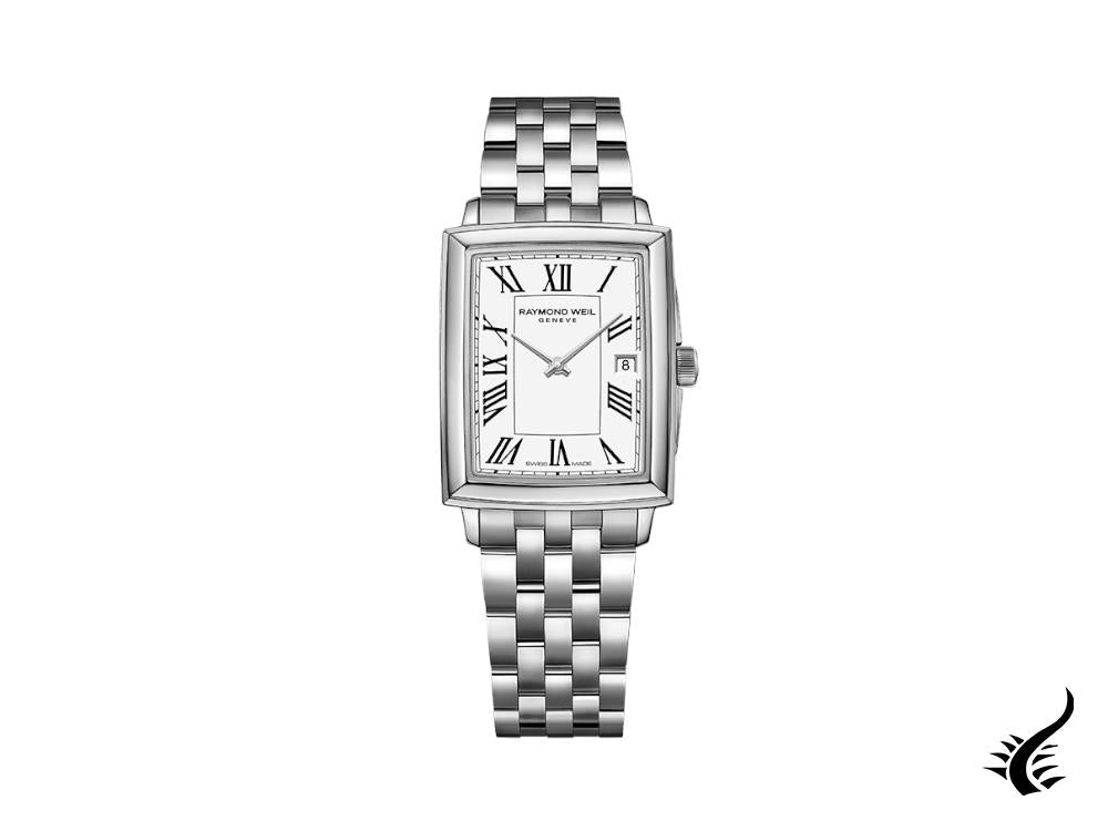 Montre à quartz pour femme Toccata de Raymond Weil, blanche, 34,6 mm, jour, 5925-ST-00300