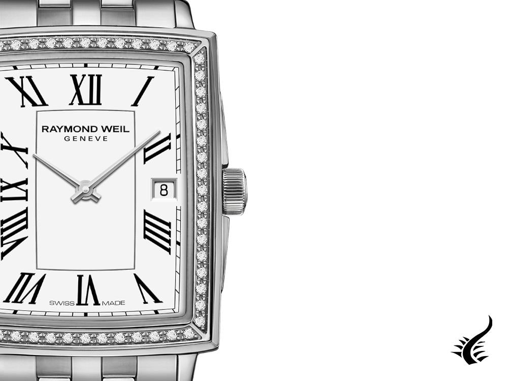 Montre à quartz pour femme Toccata de Raymond Weil, blanche, 34,6 mm, jour, 5925-STS-00300