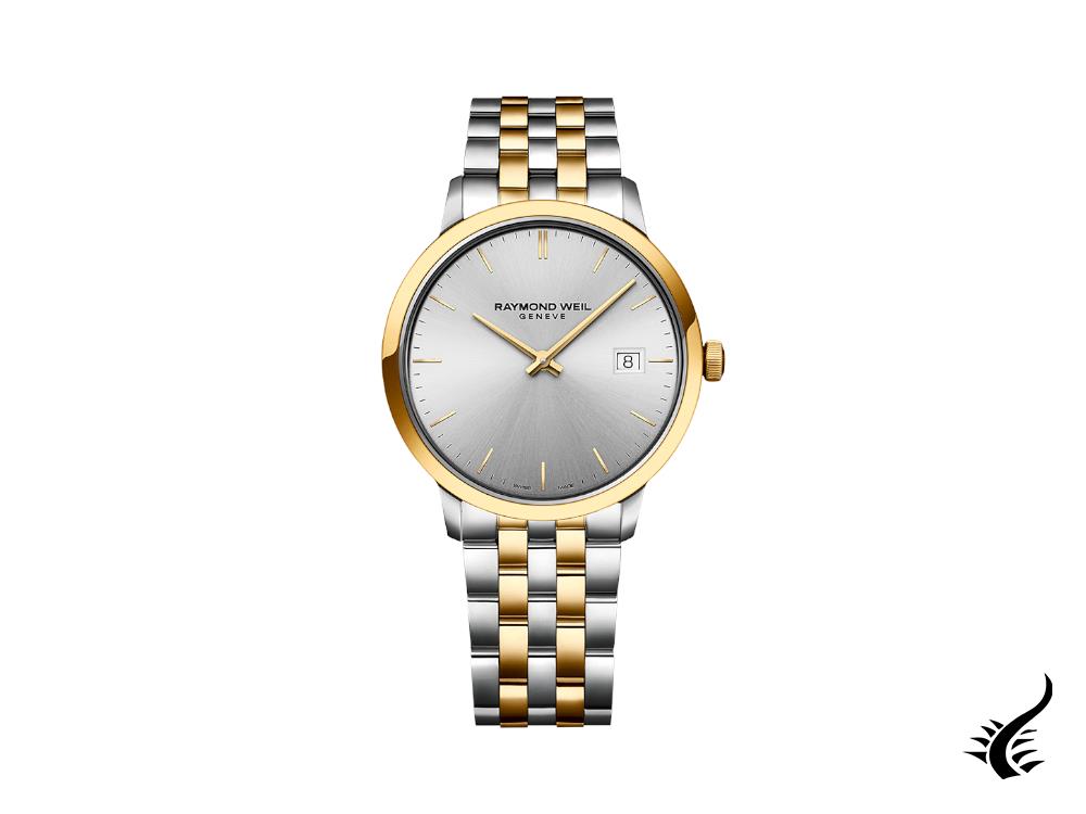 Raymond Weil Toccata Quartz Watch, PVD Gold, Silver, 39 mm, Day, 5485-STP-65001