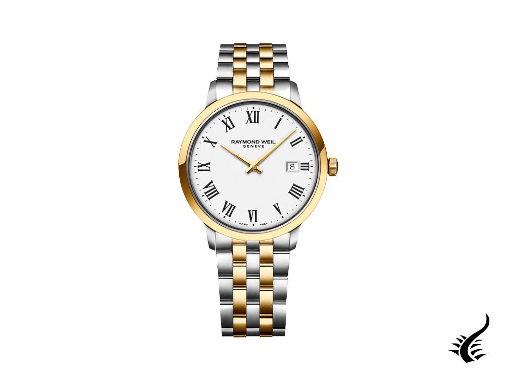 Montre à quartz Toccata de Raymond Weil, PVD or, blanc, 39 mm, jour, 5485-STP-00300