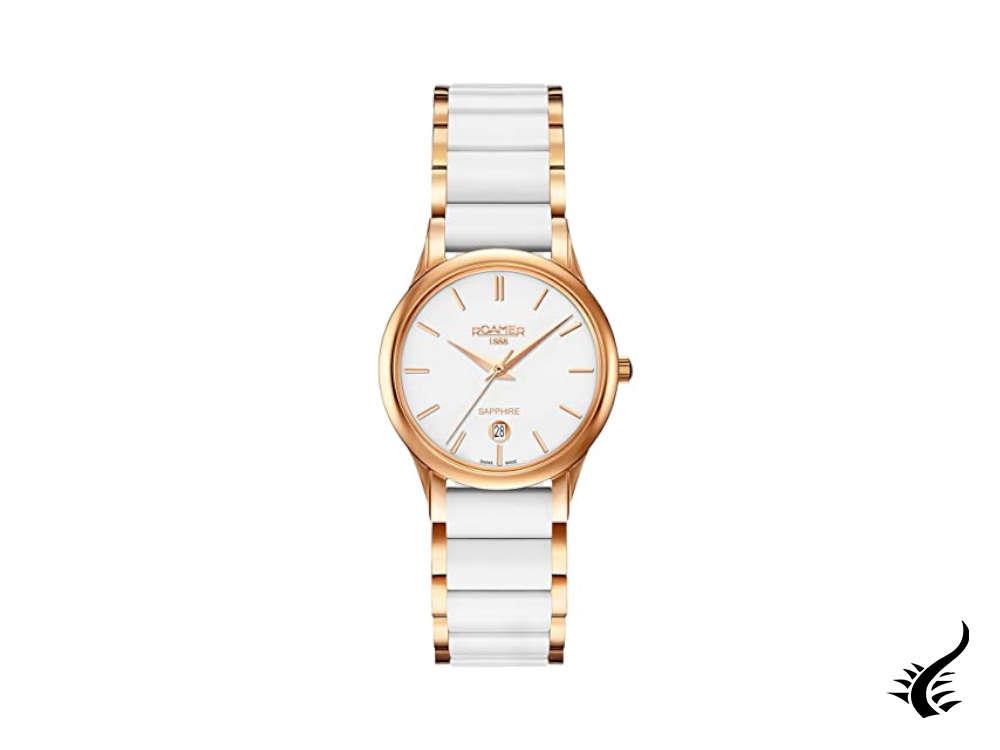 Montre à quartz pour femme Roamer C-Line, Ronda 785, blanc, 30 mm, 657844 49 25 60