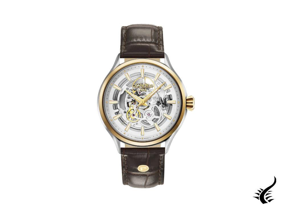 Montre automatique Roamer Competence Skeleton, 43 mm, blanche, 101663 47 15 05N