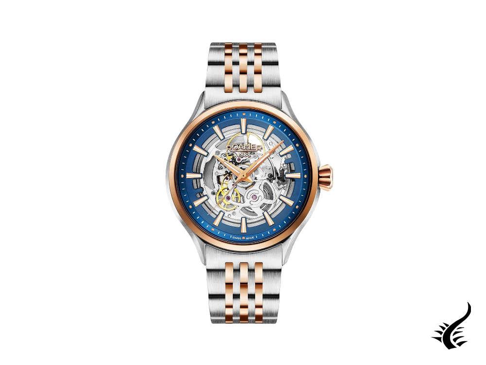 Montre automatique Roamer Competence Skeleton III, 43 mm, bleu, 101663 47 45 10N