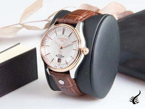 Montre automatique Roamer Rotopower, 41 mm, argent, bracelet en cuir, 703660 49 15 07