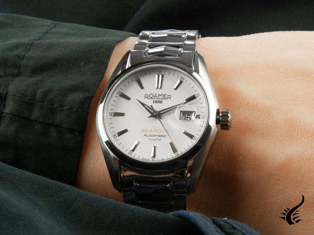 Roamer Searock Automatic Watch, ETA 2824-2, 42 mm, White, 210633 41 25 20