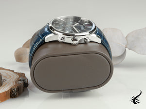 Montre à quartz Roamer Superior Chrono, bleu, 44 mm, bracelet en cuir, 508837 41 40 05