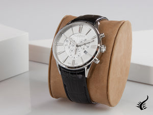 Montre à quartz Roamer Superior Chrono, gris, 44 mm, bracelet en cuir, 508837 41 15 05