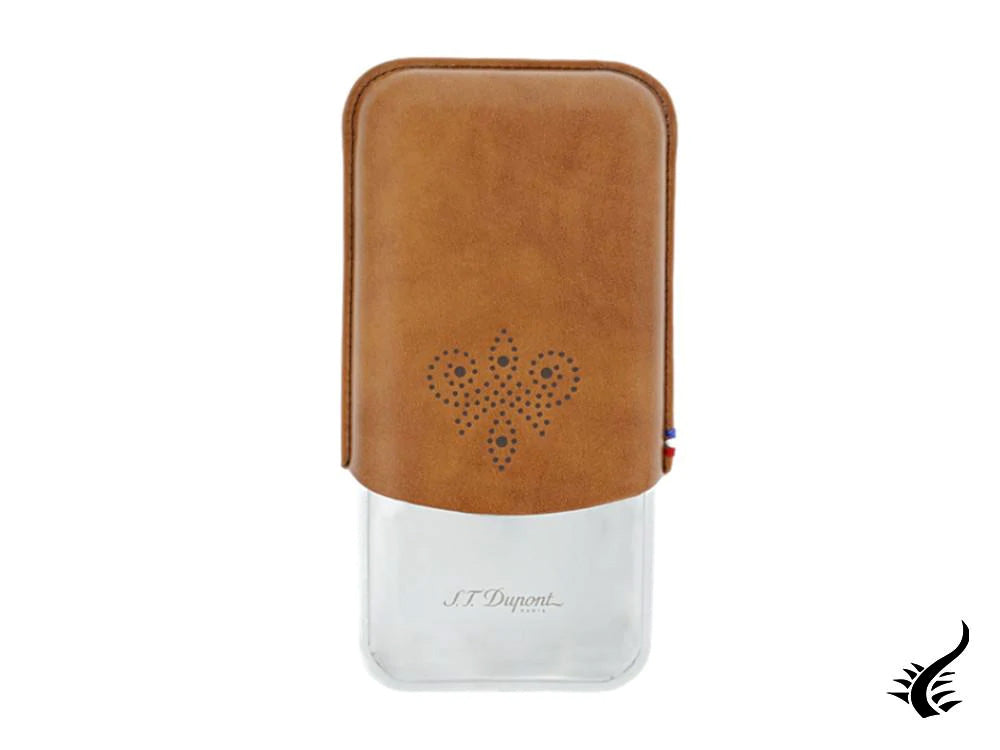 ST Dupont Accesorios Case Derby, Cuir, Base en métal, 3 Cigares, Marron, 183119