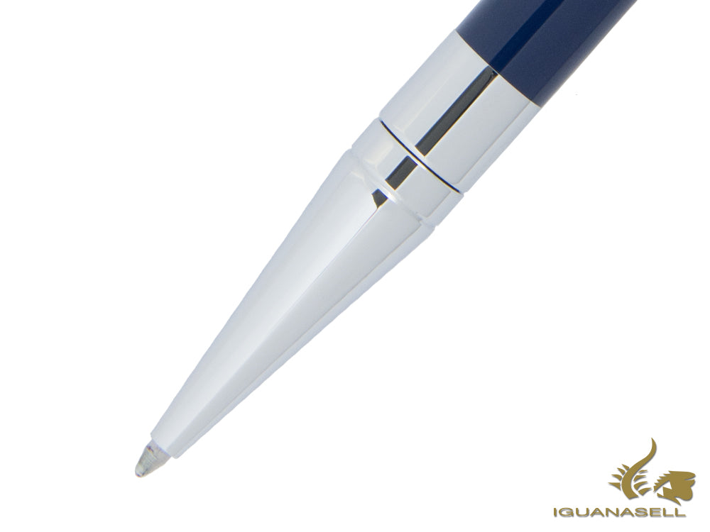 S.T. Dupont D-Initial Ballpoint pen, Brass, Chrome Trim, Blue, 265205