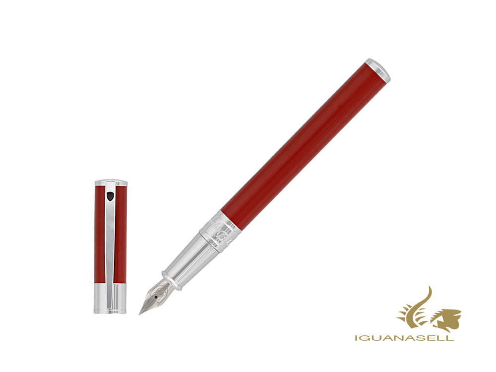 Stylo plume ST Dupont D-Initial, finition chromée, rouge, 260215