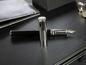 S.T. Dupont D-Initial Fountain Pen, Lacquer, Black, Chrome Trim, 260204