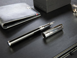 S.T. Dupont D-Initial Fountain Pen, Lacquer, Black, Chrome Trim, 260204