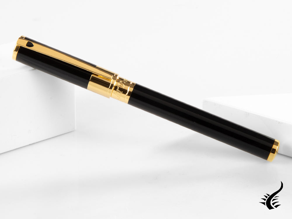 S.T. Dupont D-Initial Fountain Pen, Lacquer, Black, Gold plated, 260205