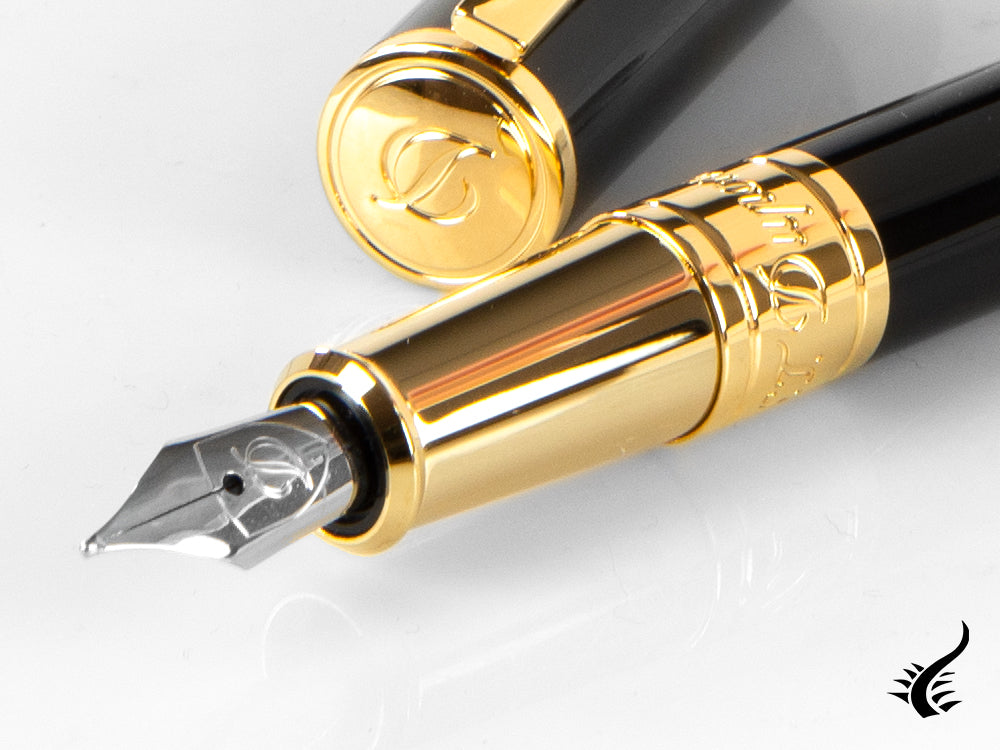 S.T. Dupont D-Initial Fountain Pen, Lacquer, Black, Gold plated, 260205