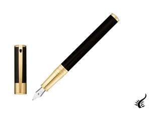 Stylo plume ST Dupont D-Initial, laque, noir, plaqué or, 260205