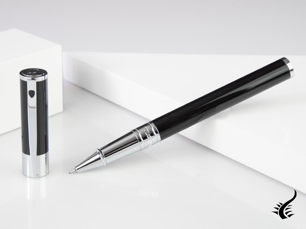 S.T. Dupont D-Initial Rollerball pen, Lacquer, Black, Chrome Trim, 262200