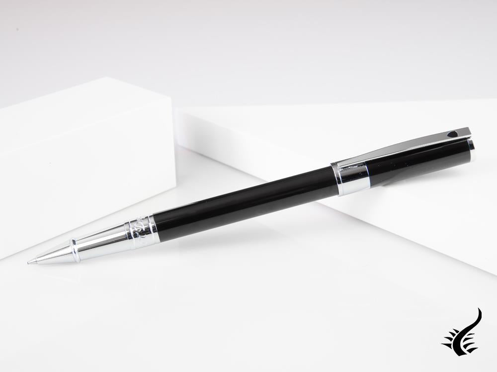 S.T. Dupont D-Initial Rollerball pen, Lacquer, Black, Chrome Trim, 262200