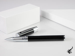 S.T. Dupont D-Initial Rollerball pen, Lacquer, Black, Chrome Trim, 262200