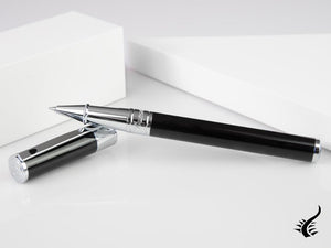 S.T. Dupont D-Initial Rollerball pen, Lacquer, Black, Chrome Trim, 262200