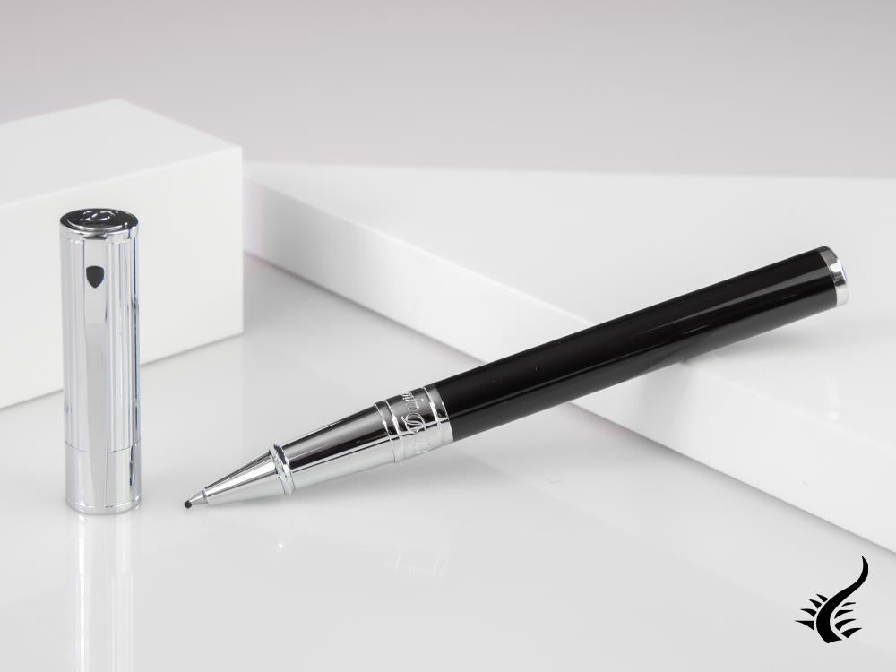 S.T. Dupont D-Initial Rollerball pen, Lacquer, Black, Chrome Trim, 262201