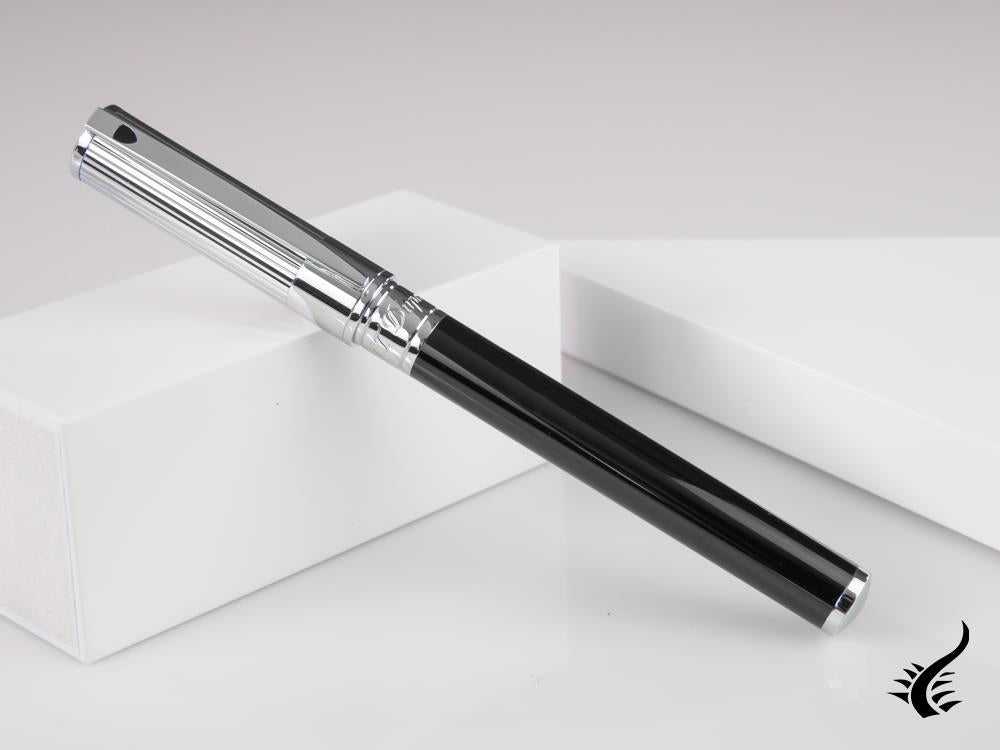 S.T. Dupont D-Initial Rollerball pen, Lacquer, Black, Chrome Trim, 262201