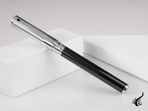 S.T. Dupont D-Initial Rollerball pen, Lacquer, Black, Chrome Trim, 262201