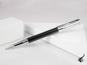 S.T. Dupont D-Initial Rollerball pen, Lacquer, Black, Chrome Trim, 262201