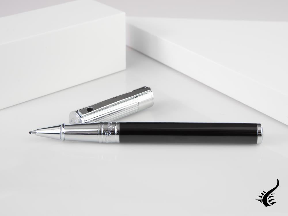 S.T. Dupont D-Initial Rollerball pen, Lacquer, Black, Chrome Trim, 262201