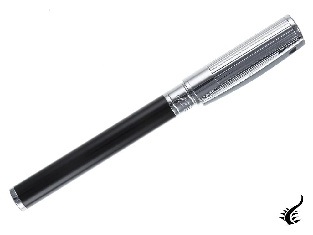 S.T. Dupont D-Initial Rollerball pen, Lacquer, Black, Chrome Trim, 262201