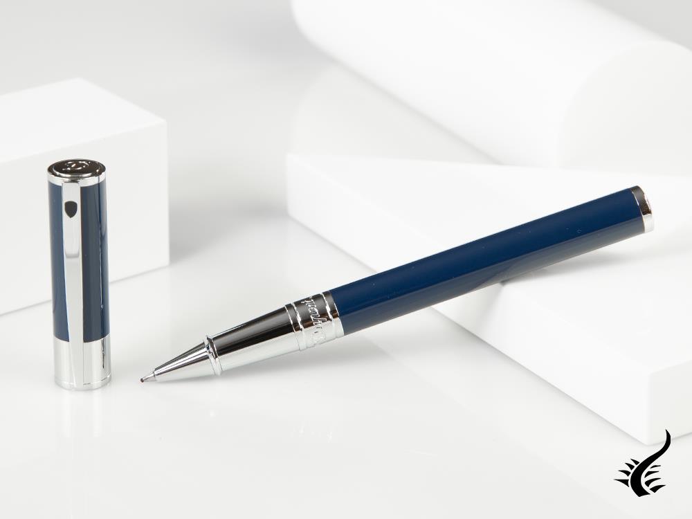 S.T. Dupont D-Initial Rollerball pen, Lacquer, Blue, Chrome Trim, 262205