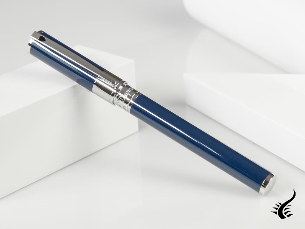 S.T. Dupont D-Initial Rollerball pen, Lacquer, Blue, Chrome Trim, 262205