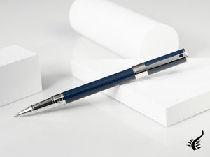 S.T. Dupont D-Initial Rollerball pen, Lacquer, Blue, Chrome Trim, 262205