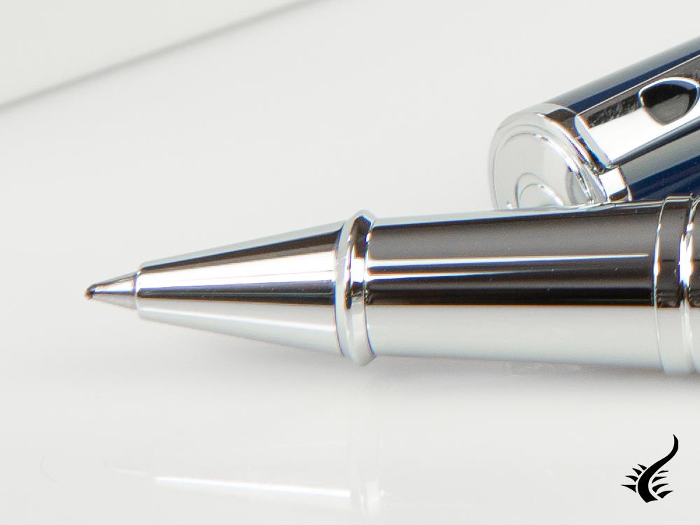 S.T. Dupont D-Initial Rollerball pen, Lacquer, Blue, Chrome Trim, 262205