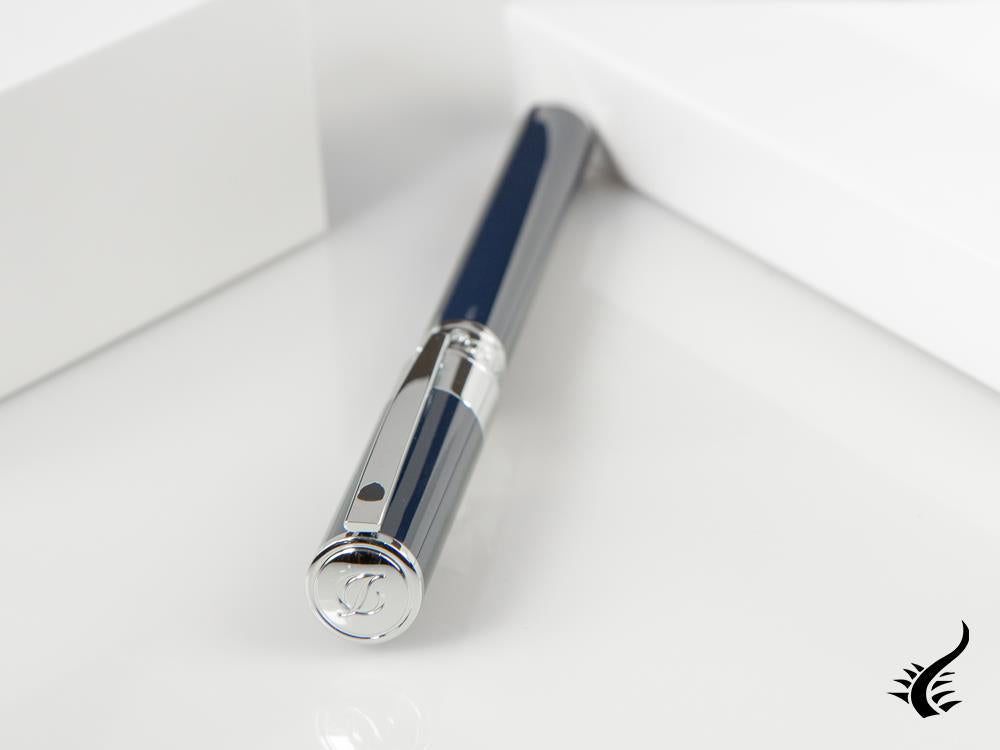 S.T. Dupont D-Initial Rollerball pen, Lacquer, Blue, Chrome Trim, 262205