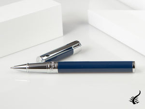 S.T. Dupont D-Initial Rollerball pen, Lacquer, Blue, Chrome Trim, 262205