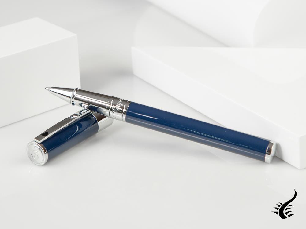 S.T. Dupont D-Initial Rollerball pen, Lacquer, Blue, Chrome Trim, 262205