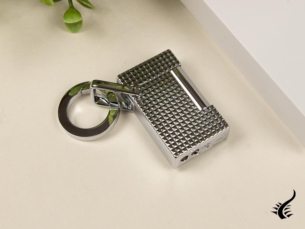 S.T. Dupont Diamond Head Key ring, Lighter, Metal, Silver, 027002KR